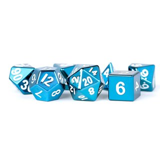 Blue with White Numbers 16mm Polyhedral Dice Set