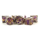 Gray Foil With Purple Numbers 16mm Resin Poly Dice Set