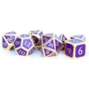 Gold with Purple Enamel 16mm Polyhedral Dice Set