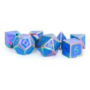 Rainbow with Blue Enamel 16mm Polyhedral Dice Set