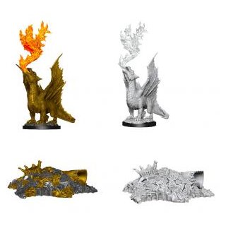 D&D Nolzurs Marvelous Miniatures - Gold Dragon Wyrmling & Small Treasure Pile