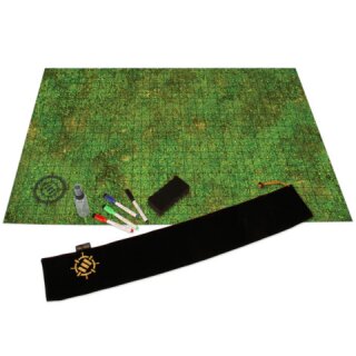 ENHANCE RPG Grid Mat - Tabletop DnD Map (24x36 inch) Battle Grid Game Mat with Pouch, Marker Kit (Grass)